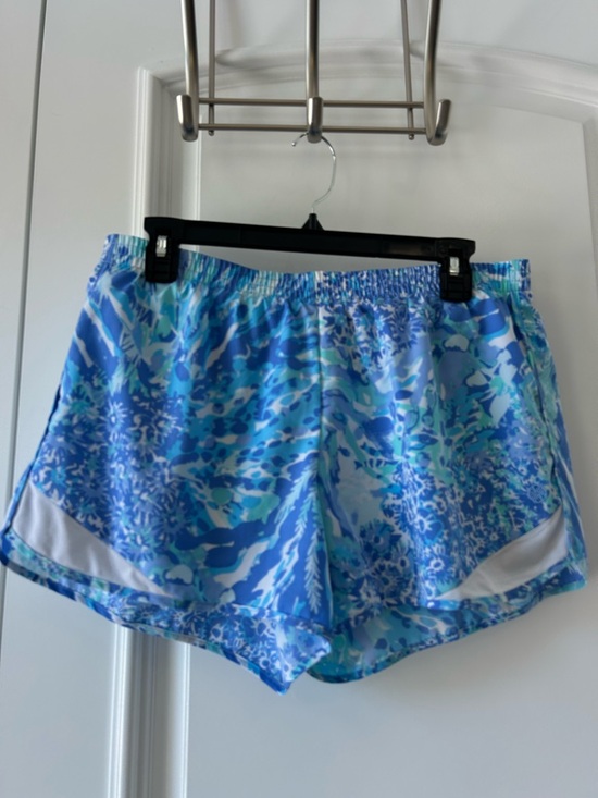 Lilly Pulitzer Pants - Lilly Pulitzer Blue Aqua Floral-Print Women's Athletic Shorts